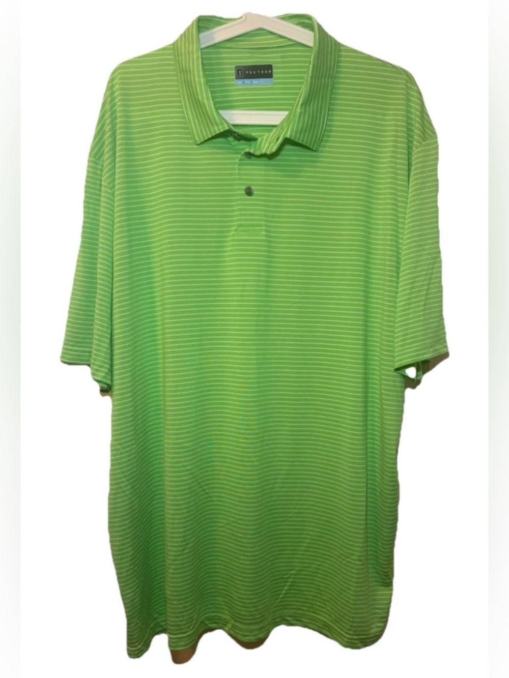 PGA Tour Lime Green Striped Polo Mens Size XXL
